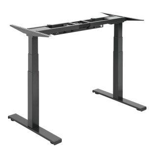 Bürotisch höhenverstellbar schwarz Tischplatte Vollholz Buche 160x80cm