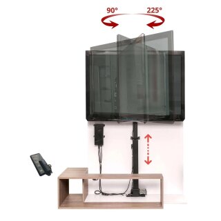 TV Möbel Lift elektrisch für Monitore bis 55 Zoll drehbar höhenverstellbar Xantron PREMIUM-K1-RotoLift